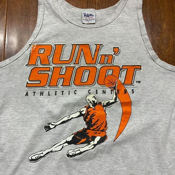 Volunteer Vintage Run N' Shoot Basketball Gym Atlanta Grey Orange Tank Top Large - Picture 2 of 7